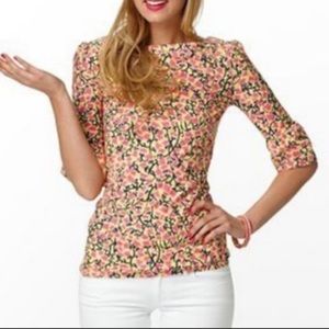 EUC hard to find Lilly Pulitzer Belle Tulip bell sleeve top yellow/pink